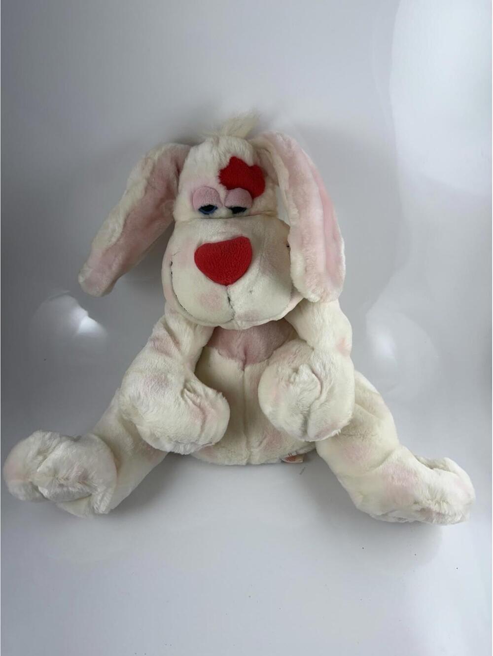 Kids of America Puppy Dog 16" Pink Love Plush Floppy Shaggy Heart Nose
